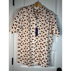 Vytroon Men Performance Golf Shirt White Cowboy Hat Sun Print Short Sleeve Large